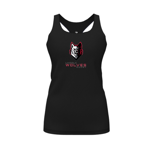 [CUS-DFW-RCBK-PER-BLK-FYS-LOGO1] Racerback Tank Top (Female Youth S, Black, Logo 1)