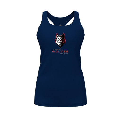 [CUS-DFW-RCBK-PER-NVY-FYS-LOGO1] Racerback Tank Top (Female Youth S, Navy, Logo 1)