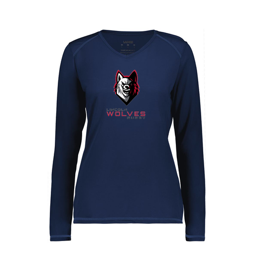 [6847.065.XS-LOGO1] Women's SoftTouch Long Sleeve (Female Adult XS, Navy, Logo 1)