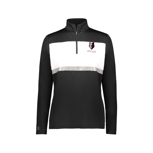 [222791.420.XS-LOGO2] Ladies Bold 1/4 Zip Pullover (Female Adult XS, Black, Logo 2)