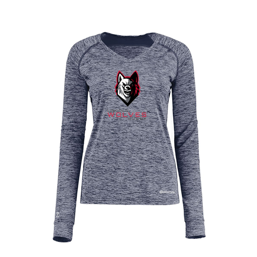 [222770.U22.XS-LOGO1] Ladies Electric Long Sleeve Shirt (Female Adult XS, Navy, Logo 1)
