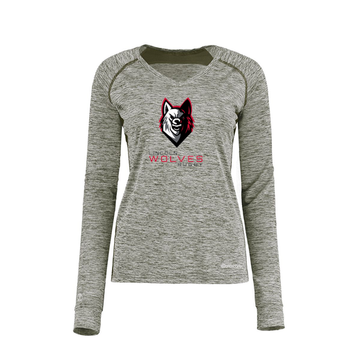 [222770.K94.XS-LOGO2] Ladies Electric Long Sleeve Shirt (Female Adult XS, Gray, Logo 2)