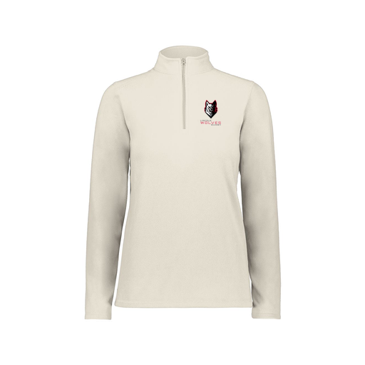 [6864.53T.XS-LOGO2] Ladies MicroFleece 1/4 Zip Pullover (Female Adult XS, White, Logo 2)