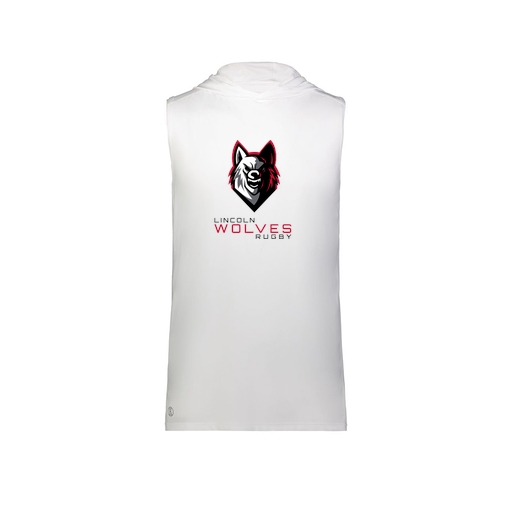 [222590.005.XS-LOGO1] Men's CoolDry Sleeveless Hoodie (Adult XS, White, Logo 1)