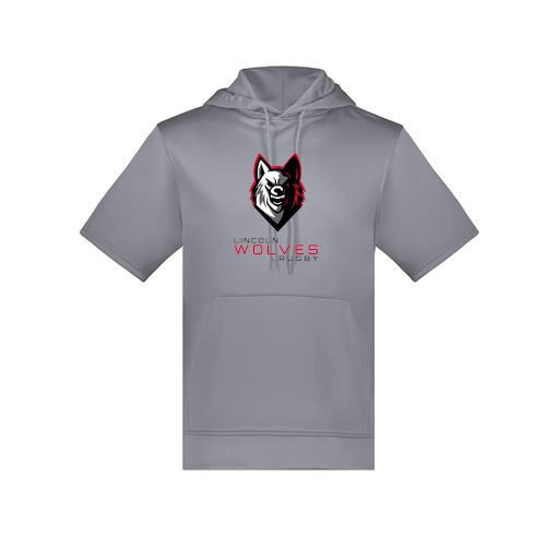 [6871.059.S-LOGO1] Men's Dri Fit Short Sleeve Hoodie (Adult S, Gray, Logo 1)