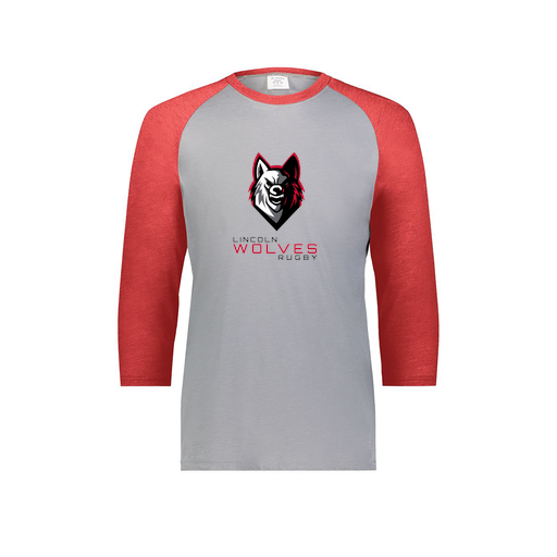 [6879.27V.S-LOGO1] Men's Vintage 3/4 Sleeve T-Shirt (Adult S, Red, Logo 1)