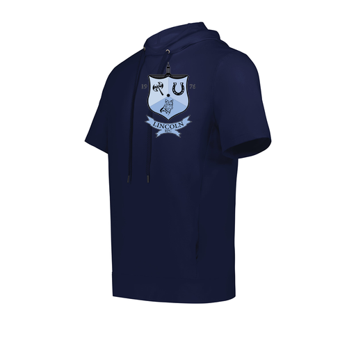 [222505.065.S-LOGO1] Men's Venturs Soft Knit Short Sleeve Hoodie (Adult S, Navy, Logo 1)