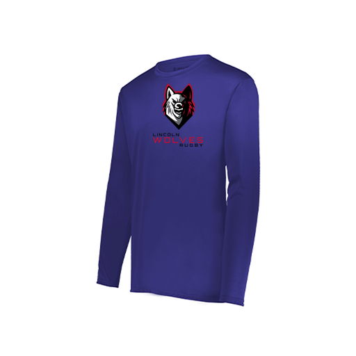 [222823.747.S-LOGO1] Youth LS Smooth Sport Shirt (Youth S, Purple, Logo 1)